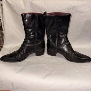 Vintage Nine West Sayresr Black Leather Wingtip Boots - Made in Brazil - 6M